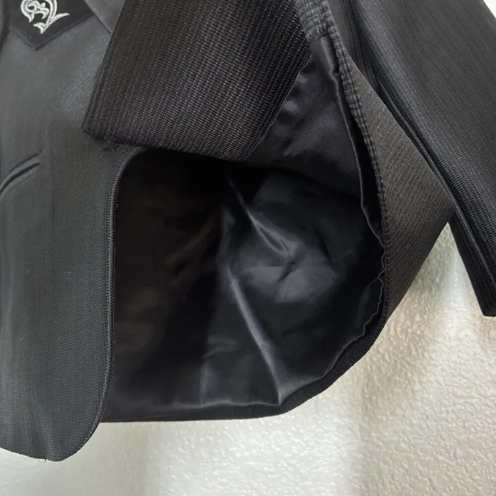 Buffalo Country Suit Jacket Boys 4 Black Western Cowboy Embroidered Velvet Yoke